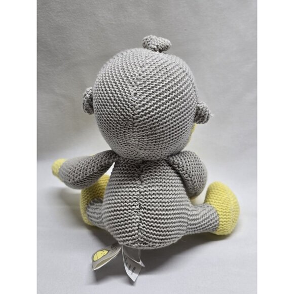 Baby Bum Knit 5” Knit Sock Monkey Plush Toy Soft Lovey Grey & Yellow Gorilla - Picture 5 of 7